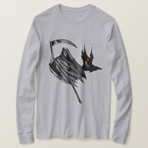 T-shirt Chemise d'Halloween Éffrayante Grim Reaper Castle