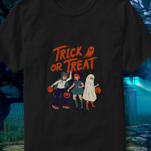 T-shirt Chemise d'Halloween Retro Trick ou Treat Kids