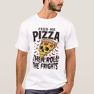 T-shirt Chemise d'horreur Pizza Gravure Vintage Soirée Cin