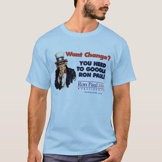 T-shirt Chemise d'Oncle Sam de Google Ron Paul (Devant)