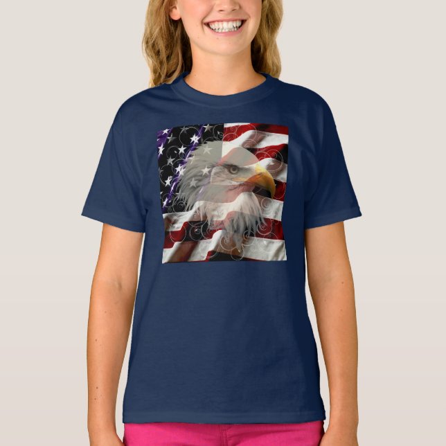 T-shirt Chemise drapeau de l'aigle américain (Devant)