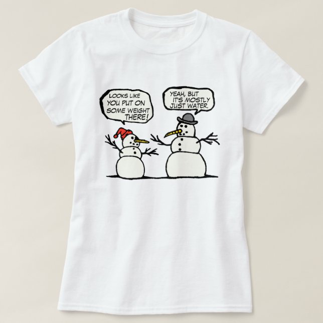 T-shirt Chemise drôle de bonhommes de neige (Design devant)