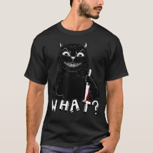 T-shirt Chemise drôle de chat noir, chat quel chat meurtri