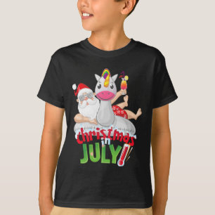 T-shirt Chemise drôle de Noël en juillet Licorne d'été flo
