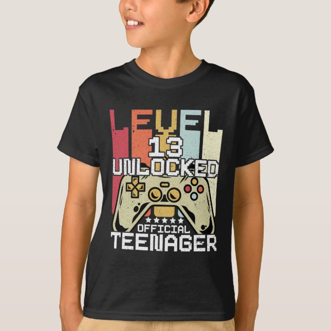 T-shirt Chemise du 13e anniversaire. Niveau 13 déverrouill (Devant)