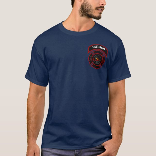 T-shirt Chemise du feu - lieutenant (casque rouge) (Devant)