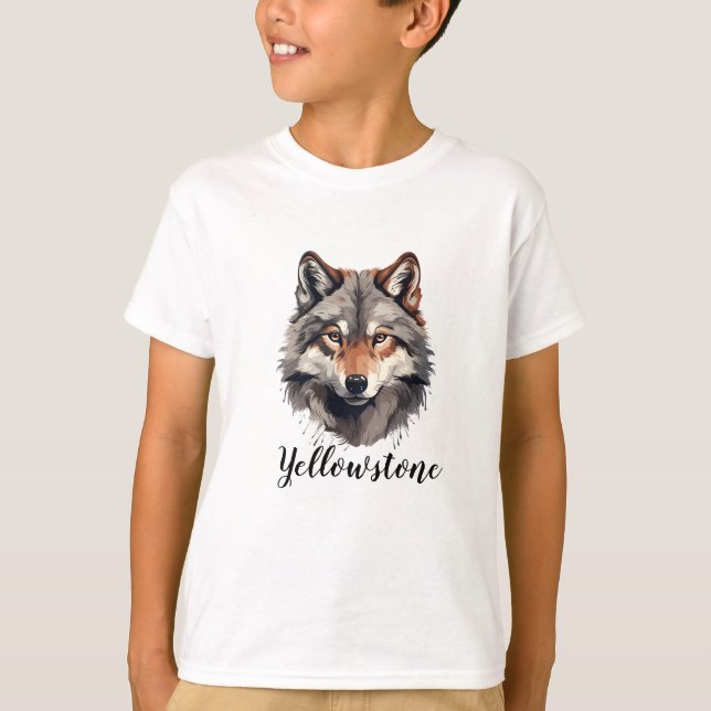T-shirt Chemise du garçon Loup de Yellowstone (Devant)