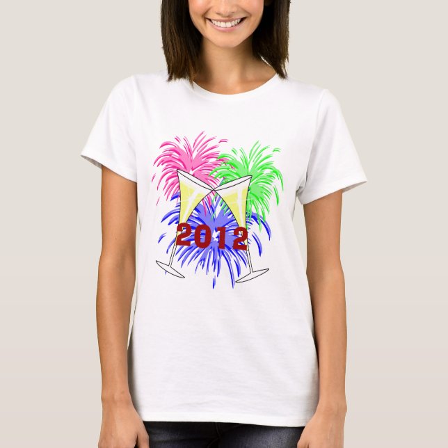 T-shirt Chemise du Nouvel An Champagne Et Fire Works (Devant)