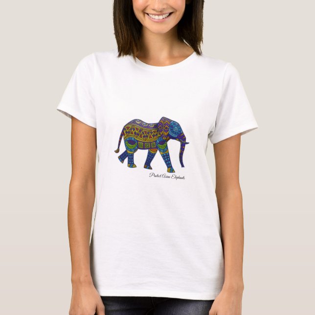 T-shirt Chemise éléphante en mosaïque de Bohème (Devant)