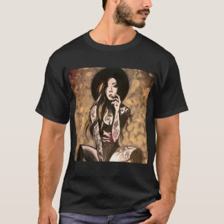 T-shirt Chemise en art abstrait or femme tatouée Edgy