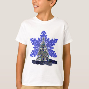 T-shirt Chemise en sapin de Noël Blue Snowflake
