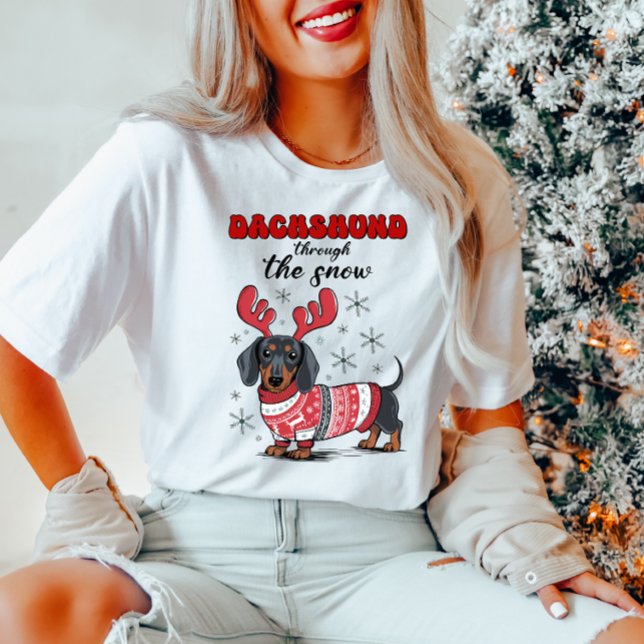 T-shirt Chemise féminine de Noël mignonne Dachshund (Créateur téléchargé)