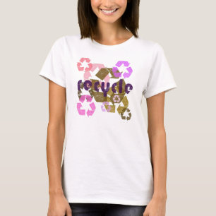 T-shirt Chemise Femme Distressée Rose et Marron Recyclée
