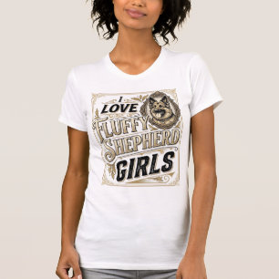 T-shirt Chemise Fille Berger Allemand Gravure Vintage Chie