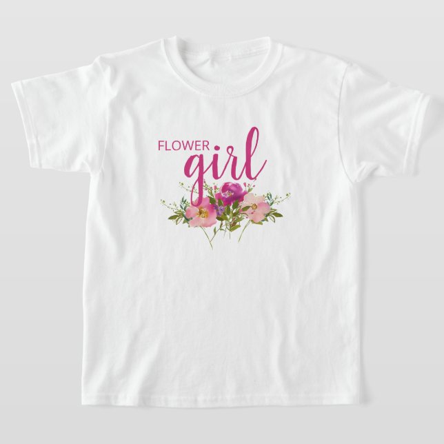 T-shirt Chemise Fille Fleur Rose Floral Aquarelle Mariage  (Poser)