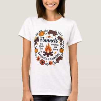 T-shirt Chemise Flannel Fall, Citrouille Hayrides Bonfires