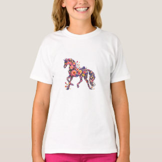 T-shirt Chemise Fleur Cheval Floral Art