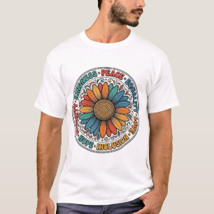 T-shirt Chemise Fleur de Paix Égalité Gentillesse Vintage_