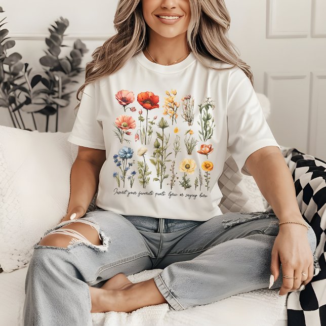T-shirt Chemise Fleurs Sauvages Personnalisée, Cadeau de F (wildflowers shirt, custom text shirt, Mother’s Day shirt, women’s gift shirt, gift for mom, mom gift)