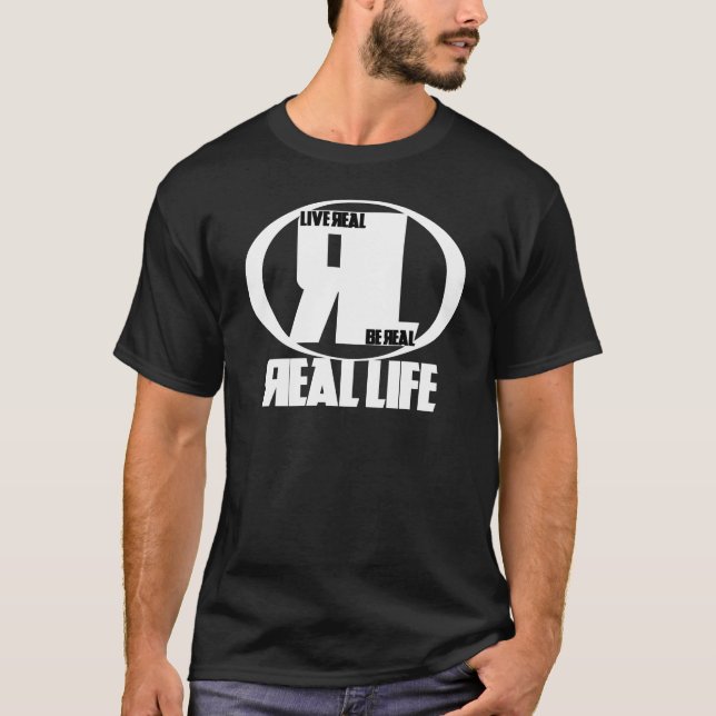 T-shirt Chemise foncée - emblème de vie réelle (Devant)