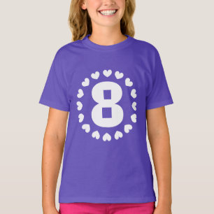 T-shirt Chemise Girls 8th Birthday 8 ans avec le coeur