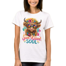 Chemise graphique Boho Highland Cow Sun Kissed Sou