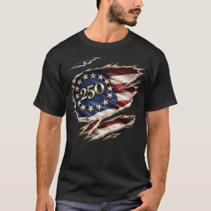 T-shirt Chemise graphique patriotique Americana déchirée 2