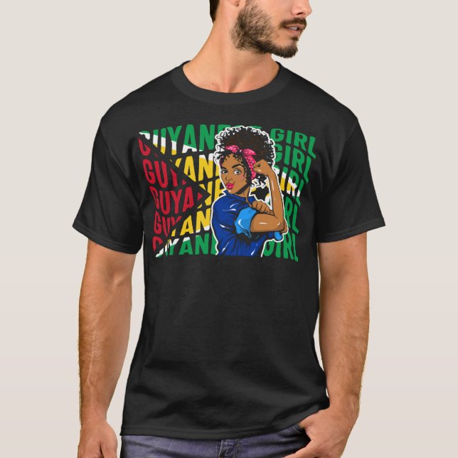 T-shirt Chemise guyanaise, Tee guyanaise, Drapeau guyanais (Devant)