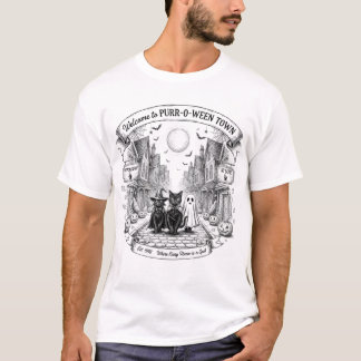T-shirt Chemise Halloween de Purr-O-Ween Town | Chat Noir