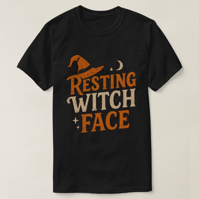 T-shirt Chemise Halloween face Sorcière de repos (Design devant)