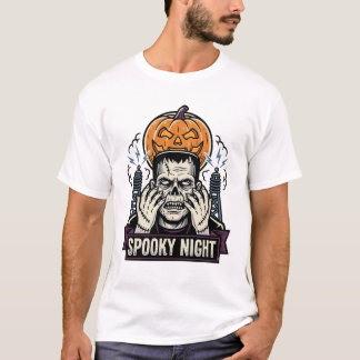 T-shirt Chemise Halloween Monstre avec Gravure de Lune de 