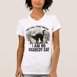 T-shirt Chemise Halloween Scaredy Cat Gravure Vintage Desi