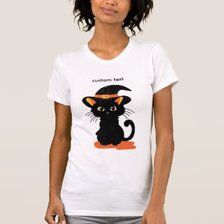 T-shirt chemise Halloween vibes chat noir avec chapeau