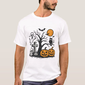 T-shirt Chemise homme scène effrayante d'Halloween