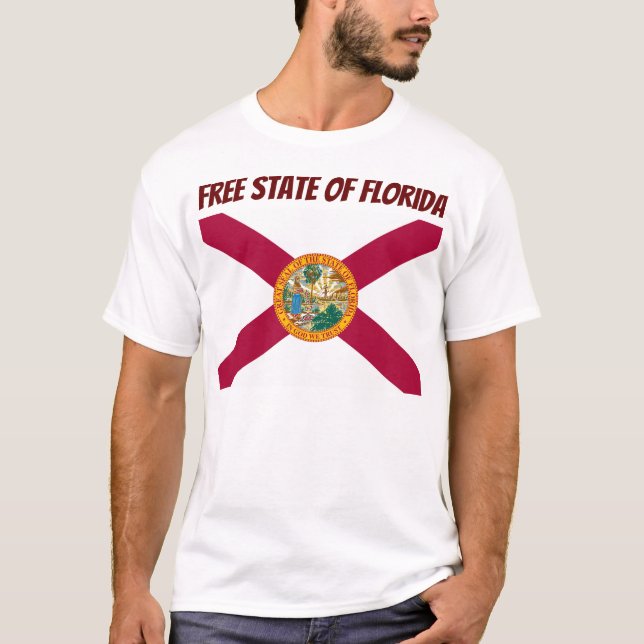 T-shirt Chemise Hommes Libre État Du Plancher Du Drapeau (Devant)