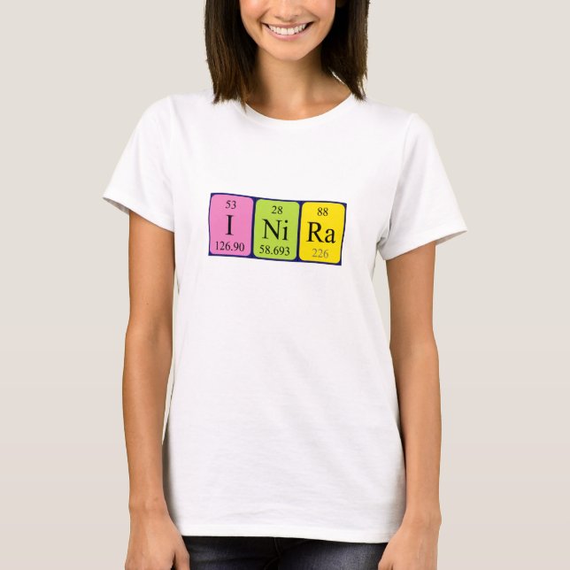 T-shirt Chemise Inira pour nom de table périodique (Devant)