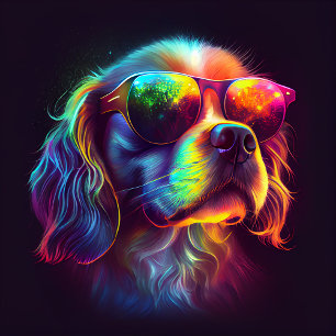 T-shirt Chemise Iridescente Chien lunettes de soleil