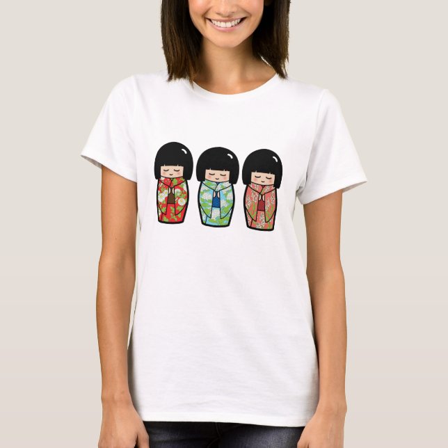 T-shirt Chemise japonaise de poupée de trio de Kawaii (Devant)
