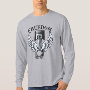 T-shirt chemise liberté ailes pistons moto vintage