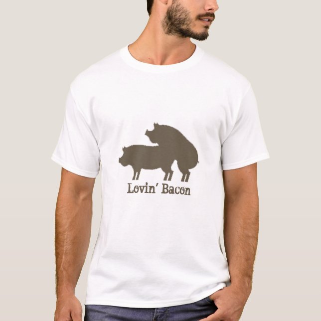 T-shirt Chemise Lover Bacon - I heart Bacon Unisex Design (Devant)