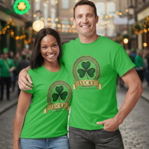 T-shirt Chemise Lucky Irish Blessings Shamrock Badge