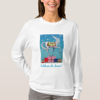 T-shirt Chemise lunatique de vacances de cheval de Noël
