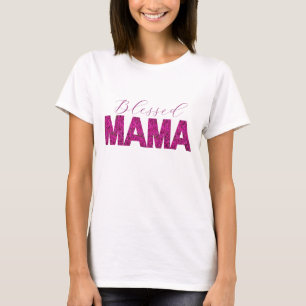T-shirt Chemise Mama Bénie avec Texte Floral Rose - Person
