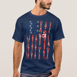 T-shirt Chemise mécanique Mécanique Drapeau américain Méca