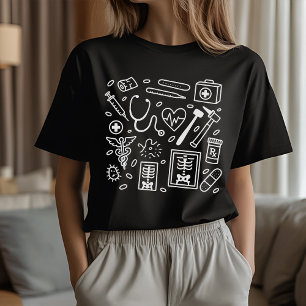 T-shirt Chemise Medical Doodle pour infirmière, médecin ou