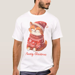 T-shirt Chemise Meowy Noël Homme avec chat festif