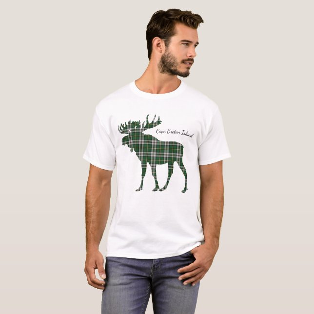 T-shirt Chemise mignonne de tartan d'orignaux de l'Île du (Devant entier)