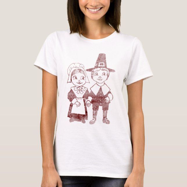 T-shirt Chemise mignonne de thanksgiving de couples de (Devant)
