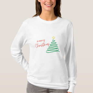 T-shirt Chemise Minimaliste Joyeux Noël Arbre