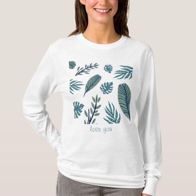 T-shirt Chemise moderne feuille verte (Devant)